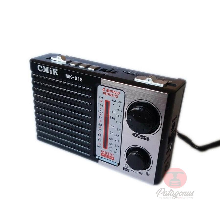 Radio AM/FM/TV/SW/MP3 y Linterna MK918 - Recargable/AA – Patagonus